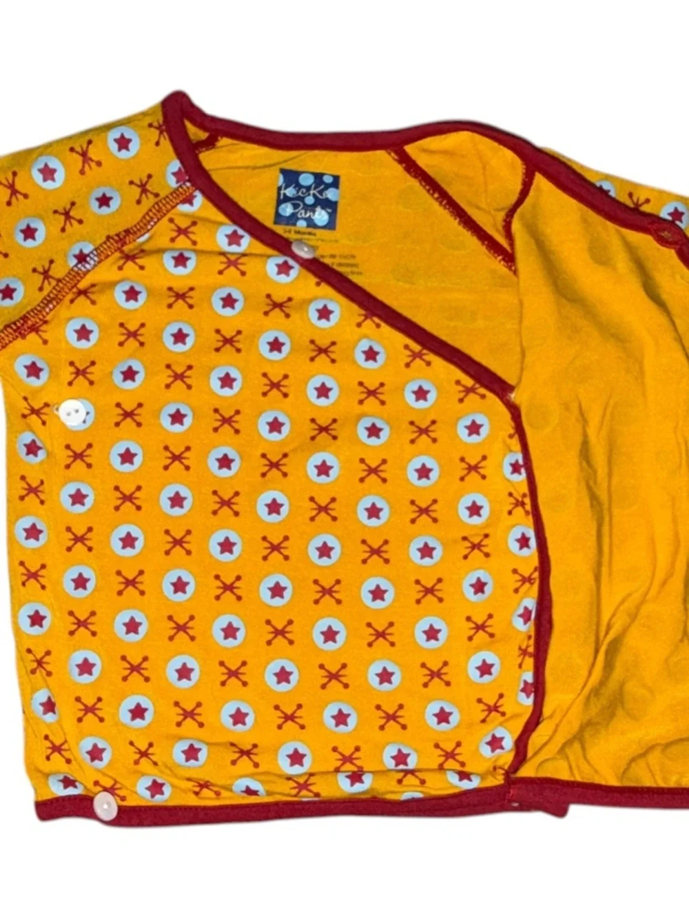 Kickee Pants Bamboo Kimono Top 3-6M Yellow Star Print Wrap Baby Shirt Soft